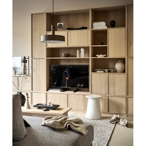 Dabīga toņa modulārais grāmatu plaukts ar ozolkoka imitāciju 217x243 cm Modulair – vtwonen-image-1