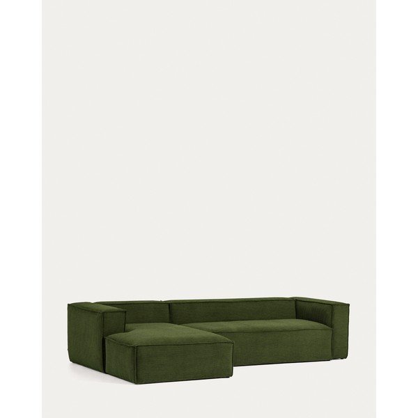 Zaļš velveta stūra dīvāns (ar kreiso stūri/ar zvilni) Blok – Kave Home-image-2