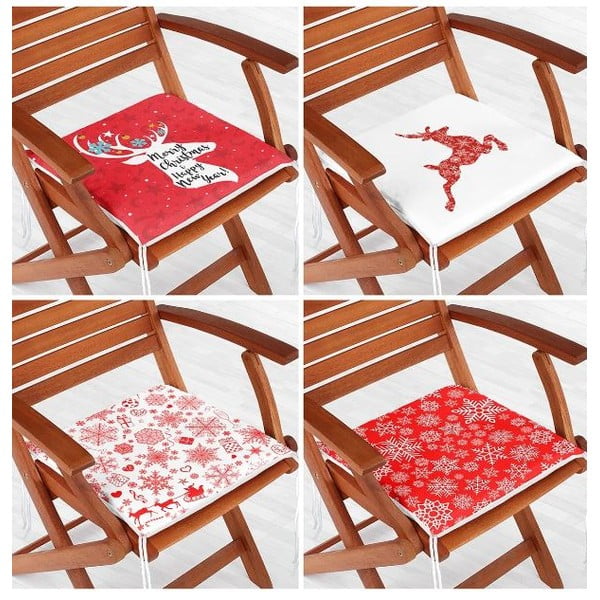 Sēdekļa spilveni ar Ziemassvētku motīvu (4 gab.) 40x40 cm Snowflakes – Mila Home