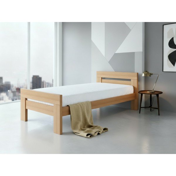 Dabīga toņa dižskābarža masīvkoka vienvietīga gulta ar redelēm 90x200 cm Fiorentino – B.E.S.-image-1