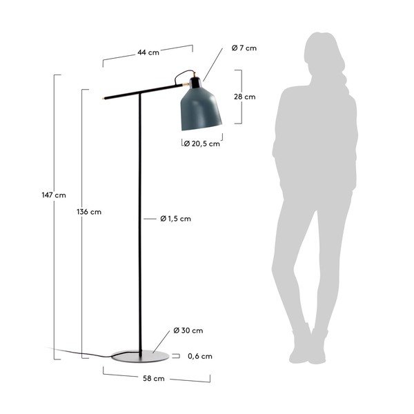 Zaļganzila stāvlampa ar metāla abažūru (augstums 147 cm) Olimpia – Kave Home-image-3