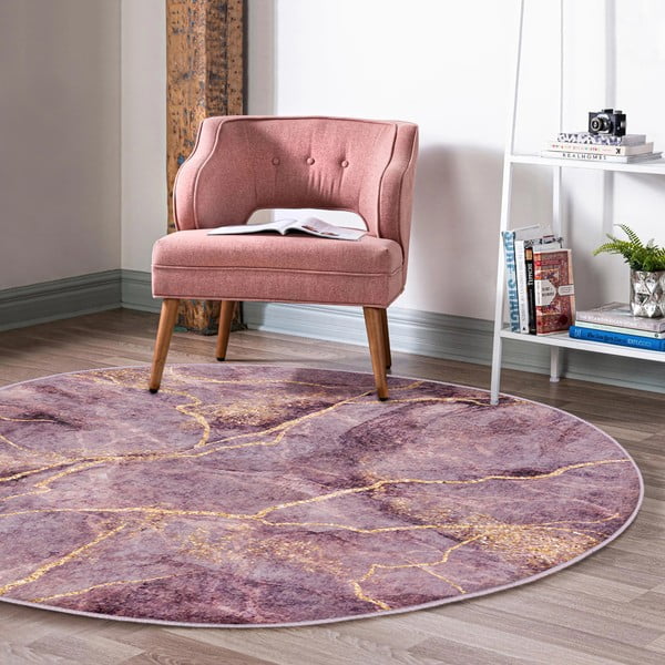 Rozā mazgājams robotu putekļu sūcējiem piemērots apaļš paklājs ø 80 cm Comfort – Mila Home-image-1