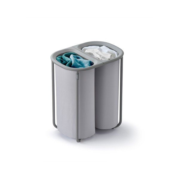 Gaiši pelēks tekstila veļas grozs 2x40 l Duo – Joseph Joseph
