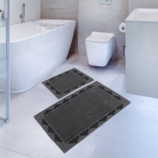 2 tumši pelēku vannas paklājiņu komplekts Hobby Sapphire