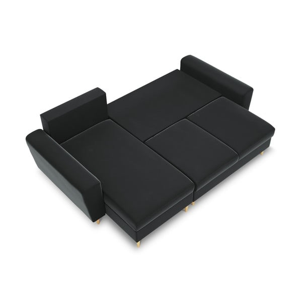 Tumši pelēks samta salokāms stūra dīvāns ar uzglabāšanas vietu Kyoto – Cosmopolitan Design-image-1