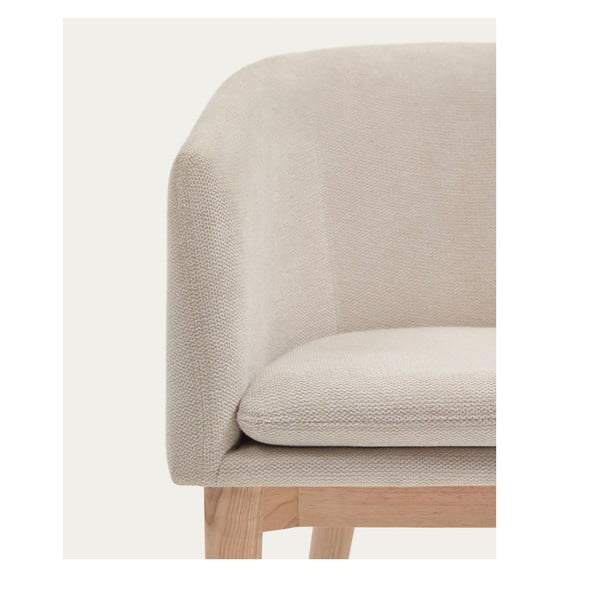 Krēmkrāsas polsterēts ēdamistabas krēsls ar roku balstiem Harlan – Kave Home-image-2