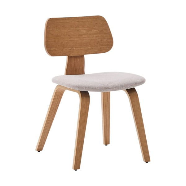Bēšs/dabīga toņa pusdienu krēsls ar ozolkoka imitāciju Gena – Kave Home