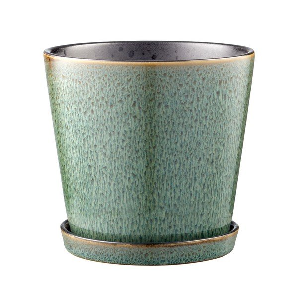 Akmensmasas puķu poda apvalks ø 14 cm Gastro Green/Black – Bitz-image-3