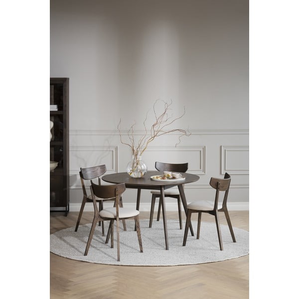 Tumši brūns apaļš ēdamgalds ar ozolkoka imitāciju ø 115 cm Yumi – Rowico-image-1