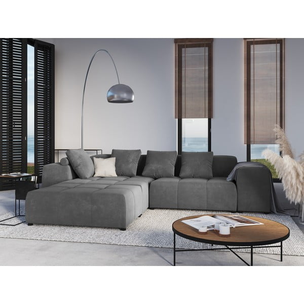 Pelēka samta atzveltne modulārajam dīvānam Rome Velvet – Cosmopolitan Design -image-4