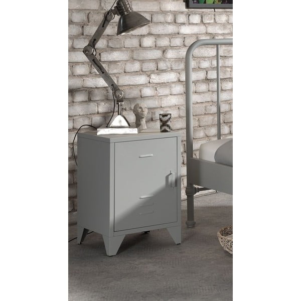 Pelēks metāla naktsgaldiņš Bronxx – Vipack-image-1