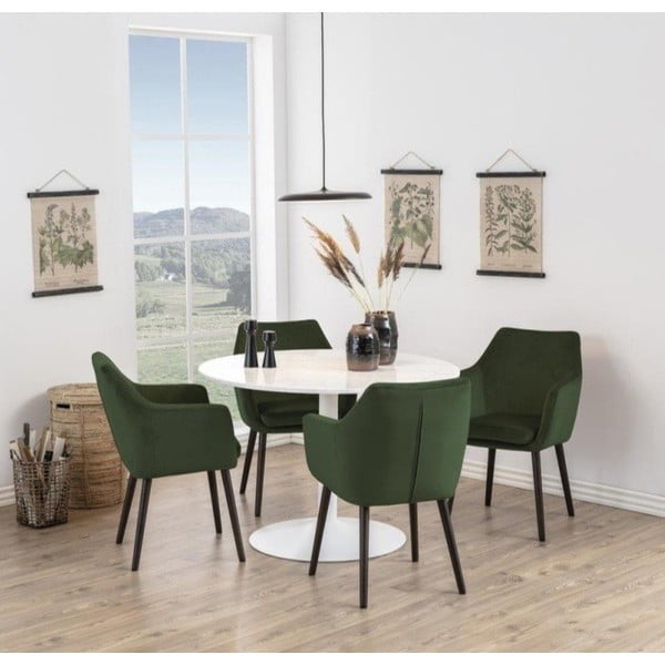 Zaļš polsterēts ēdamistabas krēsls ar roku balstiem Nora – Actona-image-1