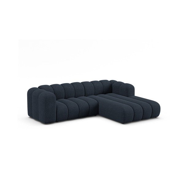 Tumši zils stūra dīvāns no šenila auduma (ar labo stūri/ar zvilni) Lupine – Micadoni -image-1