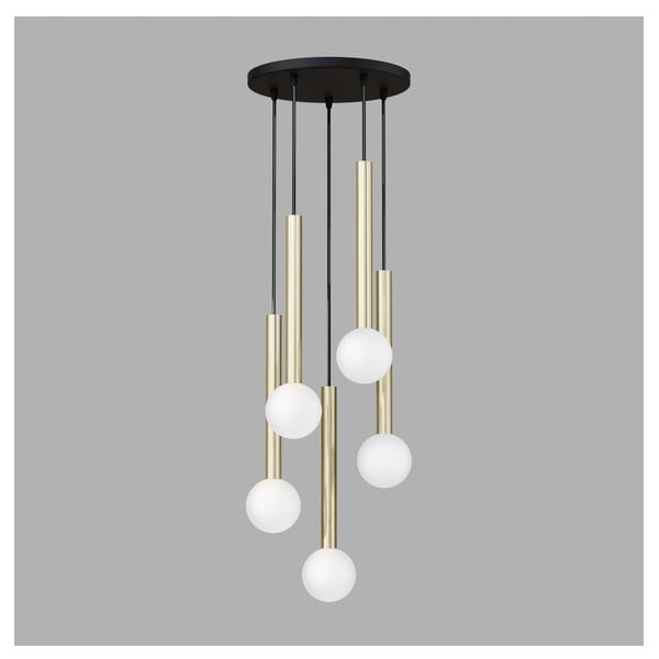 Melna/zelta krāsas piekaramā lampa ar stikla abažūru ø 40 cm Candle – Squid Lighting