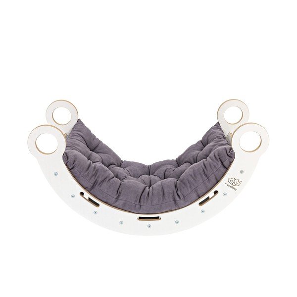 Baltas/pelēkas priedes masīvkoka šūpoles 39x75x38 cm Montessori – Meowbaby