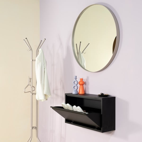 Melns metāla atverams/piekarināms apavu plaukts 75x41x22 cm Billy – Spinder Design-image-1