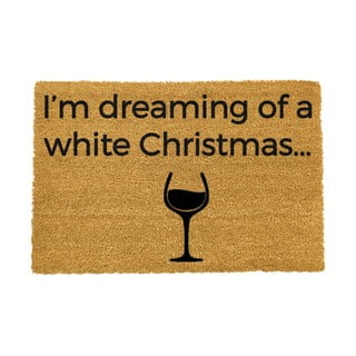 Melns dabīgās kokosšķiedras paklājs Artsy Doormats White Wine Christmas, 40 x 60 cm