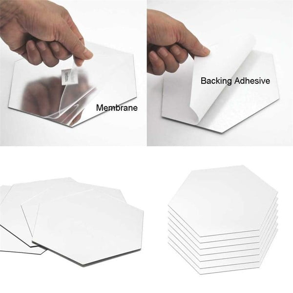 Sienas spoguļa tipa uzlīmes (12 gab.) 20x17 cm Hexagonal – Ambiance-image-3