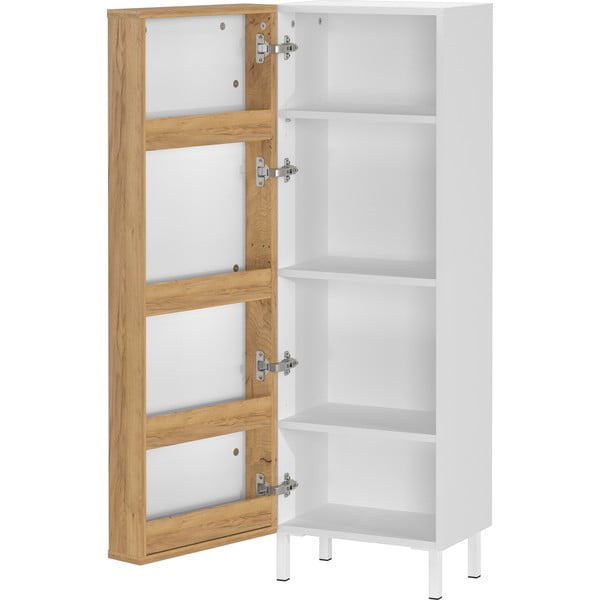 Balts augsts/šaurs vannas istabas skapis 39x120 cm Topeka – Germania-image-3