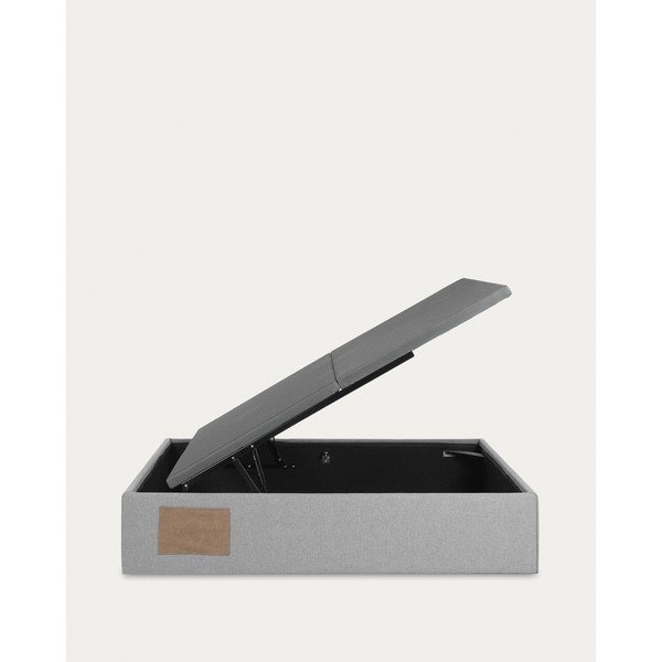 Pelēka polsterēta divvietīga gulta ar veļas kasti 180x200 cm Matters – Kave Home-image-4