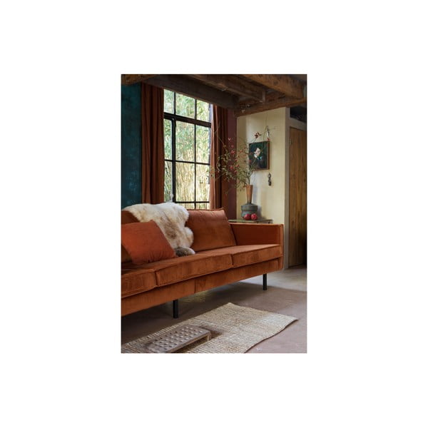 Oranžs samta dīvāns 277 cm Rodeo – WOOOD-image-4
