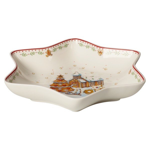 Sarkanbalts porcelāna servīzes trauks zvaigznes formā Villeroy & Boch Gingerbread Village, 24,5 x 24,5 cm-image-2