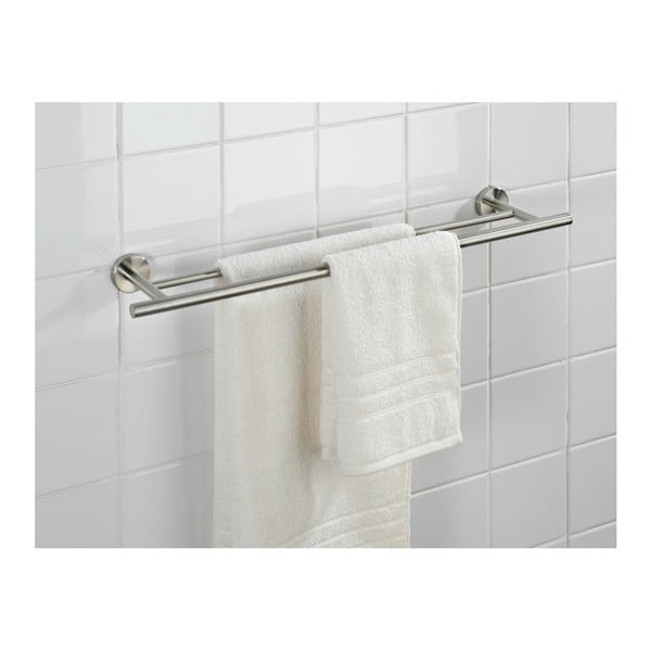 Matētas sudraba krāsas nerūsējošā tērauda sienas dvieļu turētājs Bosio – Wenko-image-2