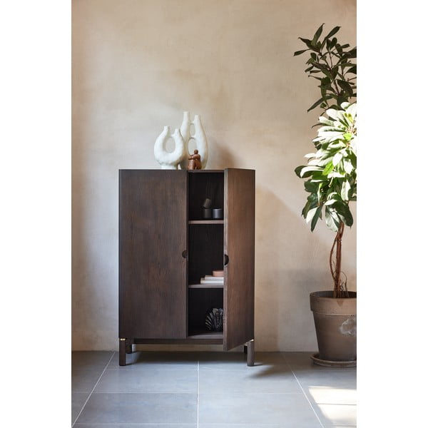 Tumši brūns skapītis ar ozolkoka imitāciju 90x130 cm Arun – Unique Furniture-image-1