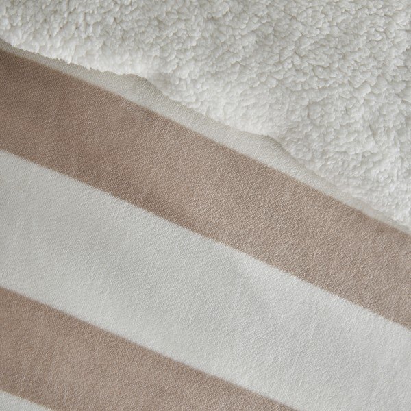 Dabīga toņa divguļamā gultas veļa no Sherpa flīsa 200x200 cm Cosy Sherpa Stripe – Catherine Lansfield-image-3