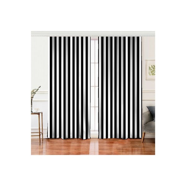 Melni/balti aizkari (2 gab.) 140x260 cm – Mila Home-image-2