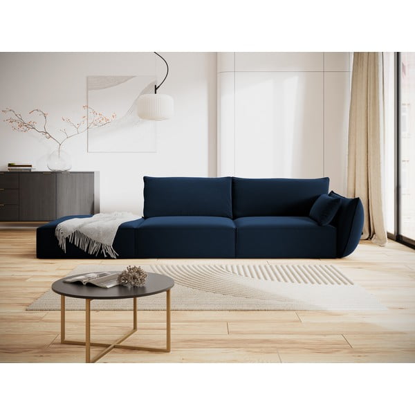 Tumši zils samta dīvāns ar labo stūri 264 cm Vanda – Mazzini Sofas-image-1