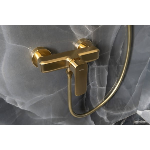 Zelta krāsas sienas jaucējkrāns dušai (ar 1 izvadu) Spy – Sapho-image-1