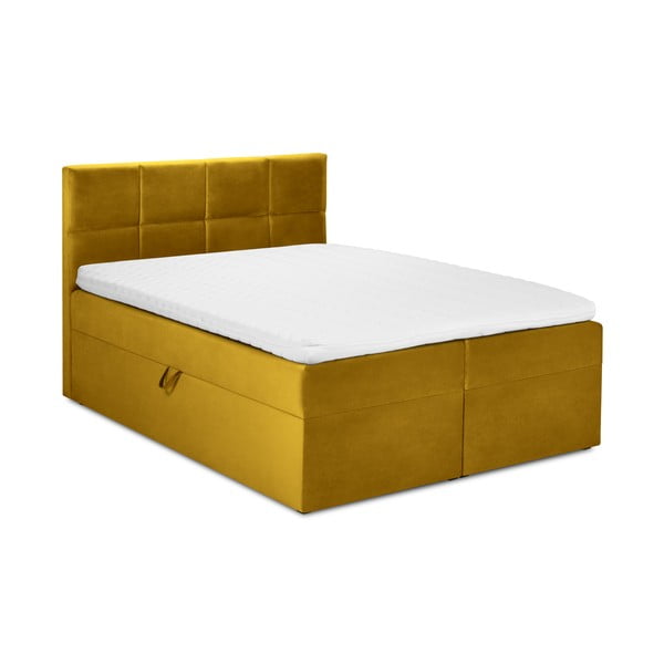 Sinepju dzeltena samta divguļamā gulta Mazzini Beds Mimicry, 160 x 200 cm