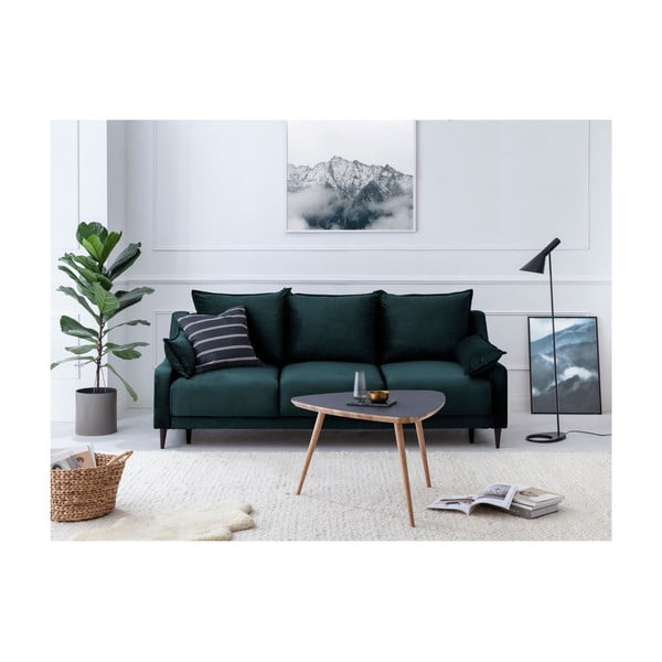 Zilganzaļš samta izvelkamais dīvāns ar veļas kasti Mazzini Sofas Freesia, 215 cm-image-4