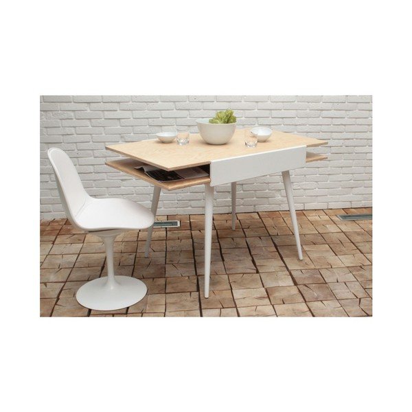 Izvelkamais galds Slide White, 80x75 cm-image-3