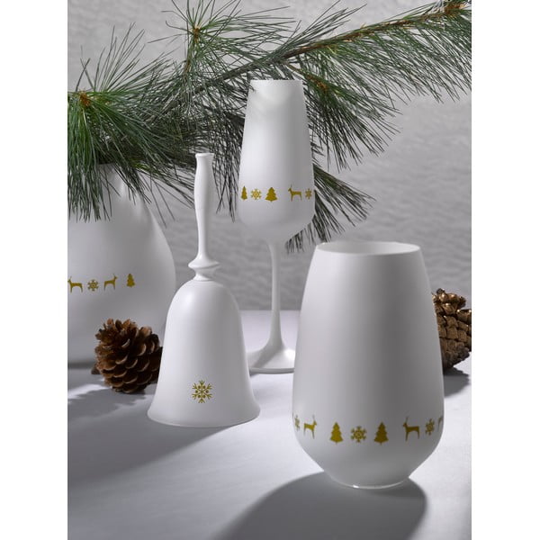Balts stikla Ziemassvētku zvans Crystalex Nordic Vintage, augstums 17,9 cm-image-1