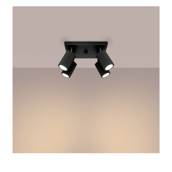 Melna metāla prožektora tipa lampa ø 6,5 cm Gleam – Sollux-image-1