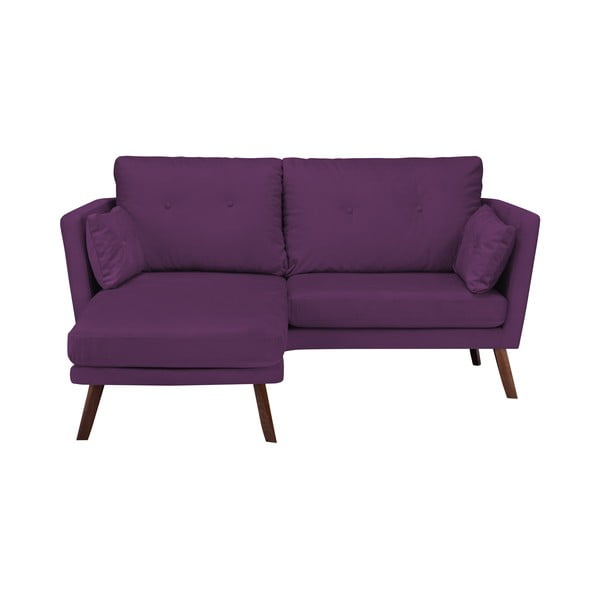 Tumši violets trīsvietīgs dīvāns Mazzini Sofas Elena, ar atpūtas krēslu kreisajā stūrī