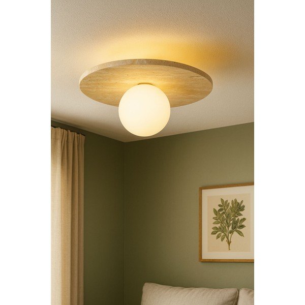 Bēša akmens griestu lampa ar stikla abažūru ø 12 cm Hilde – Opviq lights-image-2