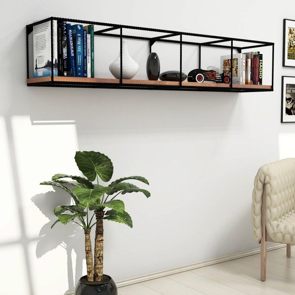Sienas plaukts ar tumšu riekstkoka plātni Miray, garums 120 cm-image-3