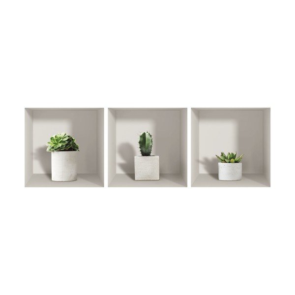 3 3D sienas uzlīmju komplekts Ambiance Cactus-image-2