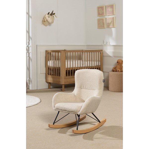 Bēšs šūpojošs bērnu atpūtas krēsls no buklē auduma Rocky – Vipack-image-1