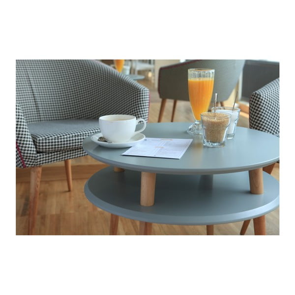 Tumši pelēks kafijas galdiņš ar dabīgām kājām Ragaba UFO, Ø 70 cm-image-2