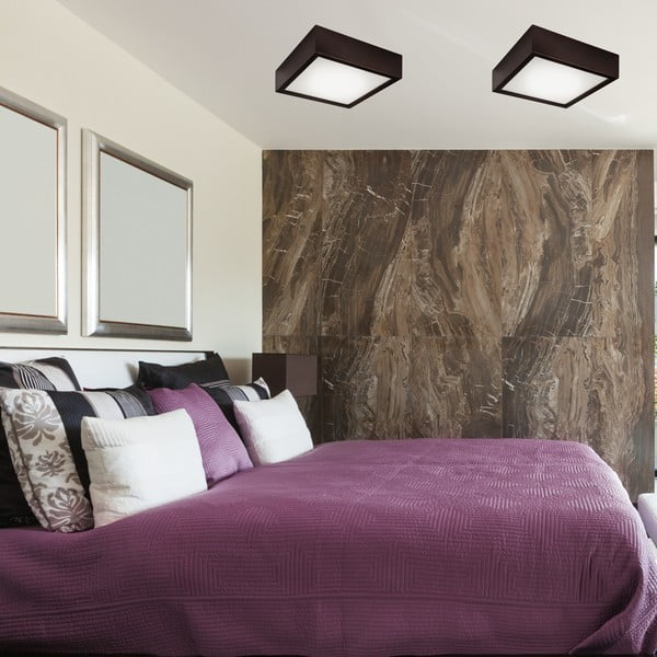 Tumši brūna griestu lampa ar stikla abažūru 27,5x27,5 cm Quadro – LAMKUR-image-3