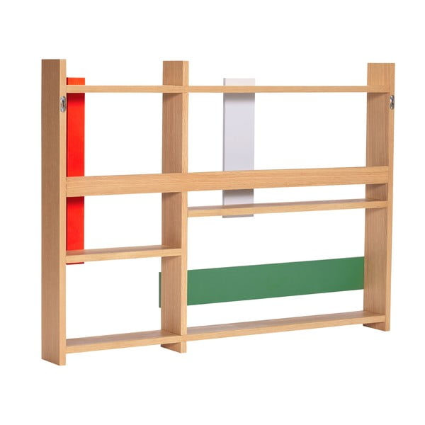 Dabīga toņa daudzlīmeņu sienas plaukts ar ozolkoka imitāciju 110 cm Arki – Hübsch-image-2