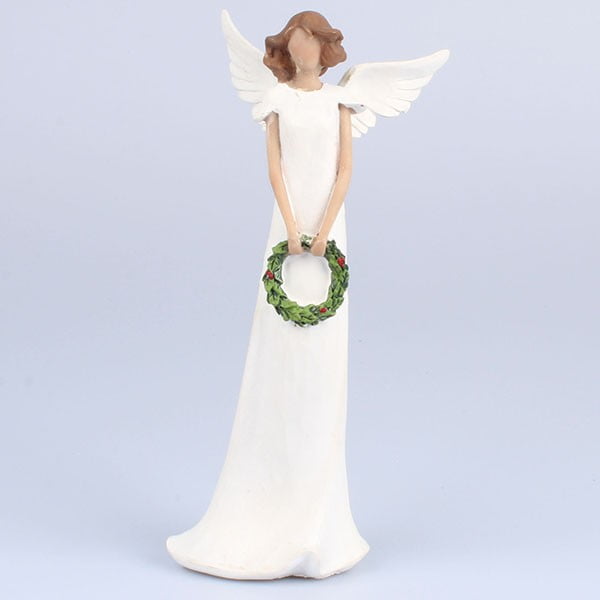 Balts dekoratīvs eņģelis ar vainagu Dakls