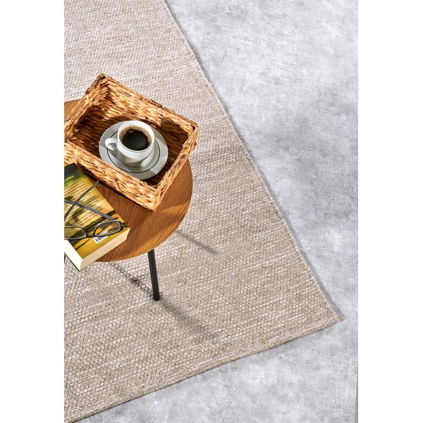 Bēšs ar rokām darināts paklājs no vilnas maisījuma 120x170 cm Pradesh Linen White – Elle Decoration-image-2