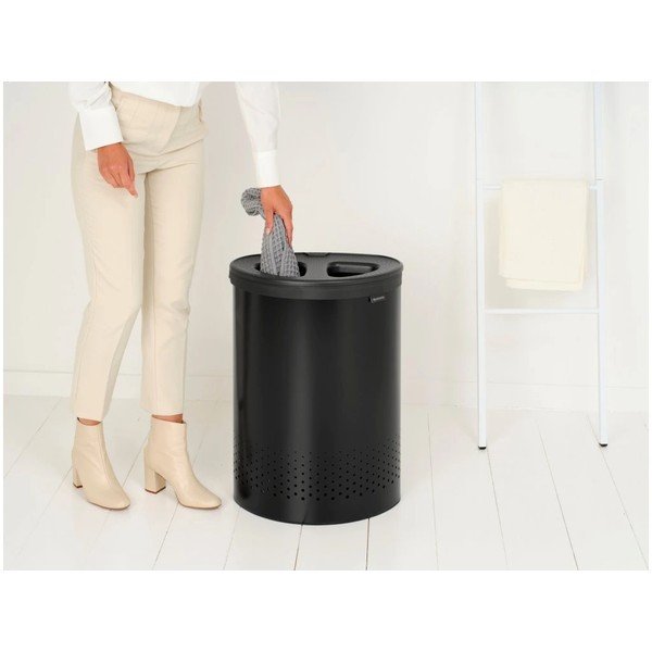 Matēti melns metāla veļas grozs 55 l Selector – Brabantia-image-1