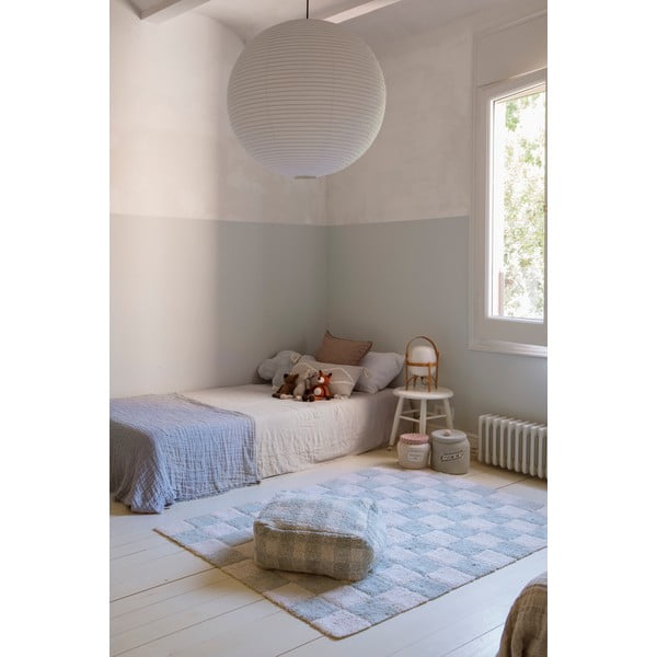 Gaiši zils/krēmkrāsas mazgājams/ar rokām darināts kokvilnas paklājs 120x160 cm Kitchen Tiles Blue Sage – Lorena Canals-image-1