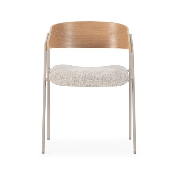 Gaiši pelēki/dabīga toņa polsterēti ēdamistabas krēsli ar roku balstiem (2 gab.) Cora – MOME-image-2